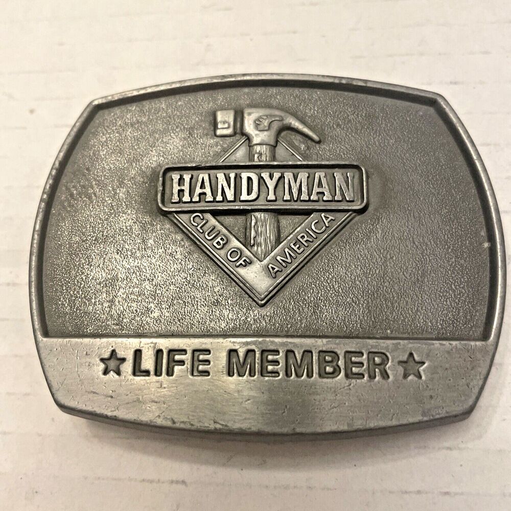 Vintage Belt Buckle Handyman Club Of America Life Member 1996 Silver Tone